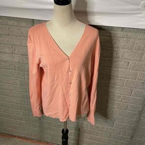 Joseph A Pink Long Sleeve Button‎ Up Cardigan Sweater Size Large